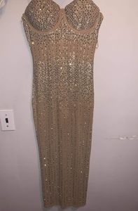 After hours decadence dazzling dress, Large, nude.